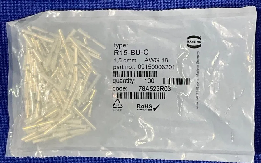 Электронный компонент 10x 09150006201 HARTING R15-BU-C Contact Crimp Socket 16 A