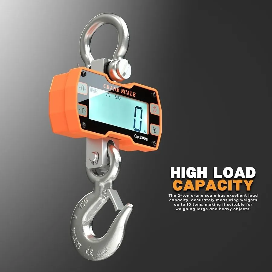 Весы 2000kg/4000lb Industrial Crane Scale Aluminum Alloy Hanging LED Display Rem — фото лота 1