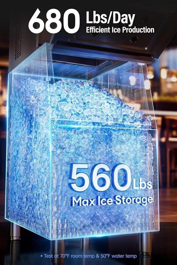 Льдогенератор Commercial Ice Maker Machine 680LBS/24H, 1200W Industrial Ice Mach