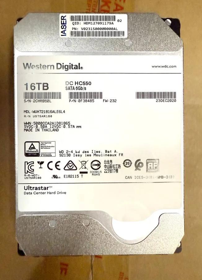 Жёсткий диск WD WUH721816ALE6L4 16TB SATA Ultrastar DC HC550 3.5" LFF Hard Drive