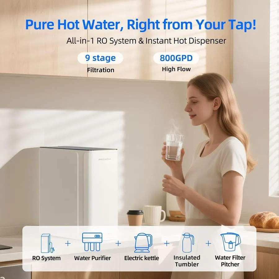 Насос 800GPD RO Water Filter Reverse Osmosis System 8 Stage 3:1 Pure to Drain — фото лота 1