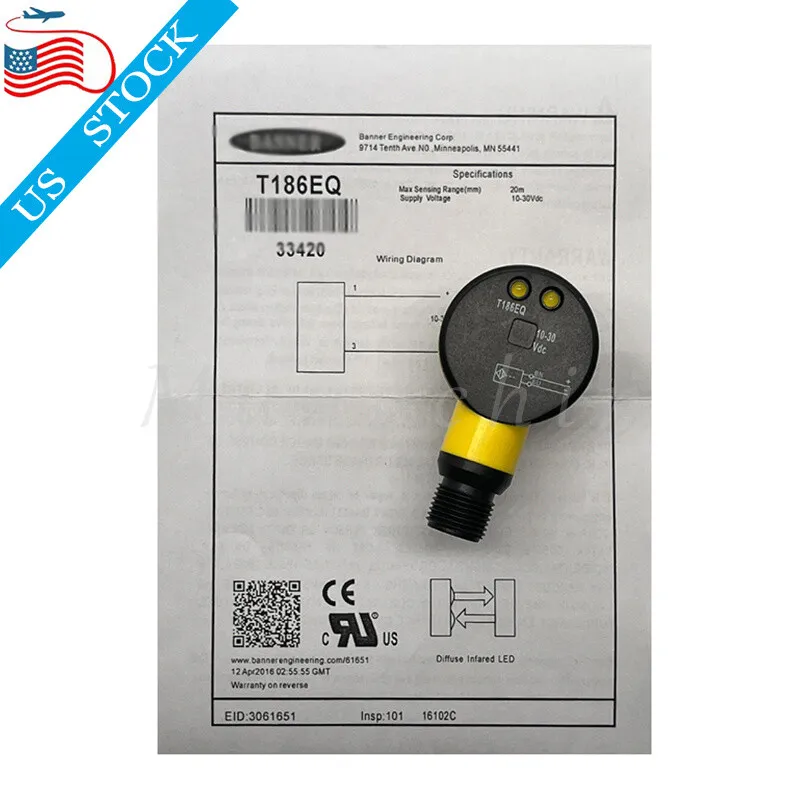 Фотоэлектрический датчик Banner T186EQ Photoelectric Sensor, 10-30vdc