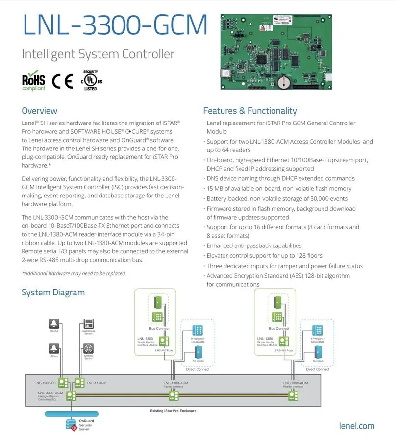 Оборудование видеонаблюдения Lenel LNL-3300-GCM BP7173 Access Control System
