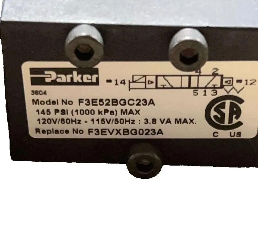 Электромагнитный клапан Parker 3804 Solenoid Valve F3E52BGC23A 120V 145 PSI Pneu — фото лота 2