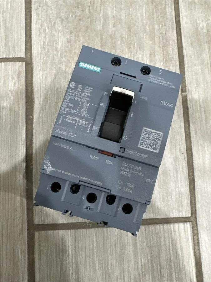 Автоматический выключатель Siemens 3VA4110-6ED34-0AA0 100 Amp 600Y/347 VAC 3 Pol