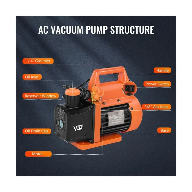 Насос AC Vacuum Pump & Gauge Set 4.5CFM для R134a/R12/R22/R502 HVAC/Auto — фото лота 2