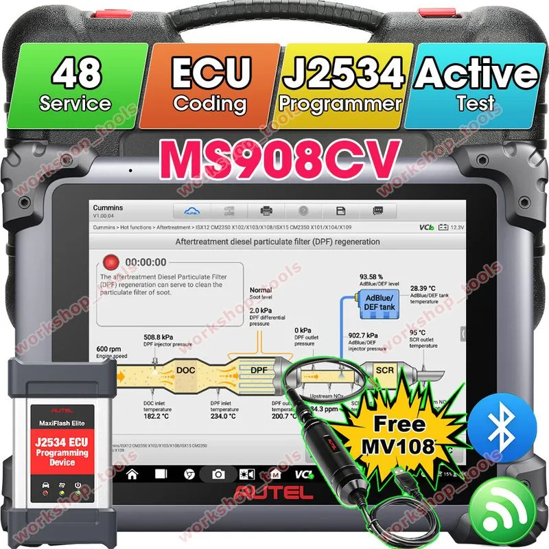 Диагностический сканер 2026 Autel MaxiSys MS908CV II Professional Heavy Duty Sca — фото лота 1