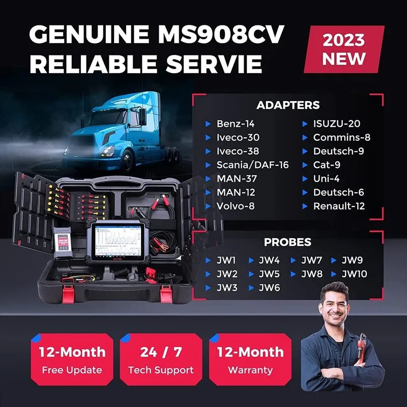 Диагностический сканер 2026 Autel MaxiSys MS908CV II Professional Heavy Duty Sca — фото лота 3