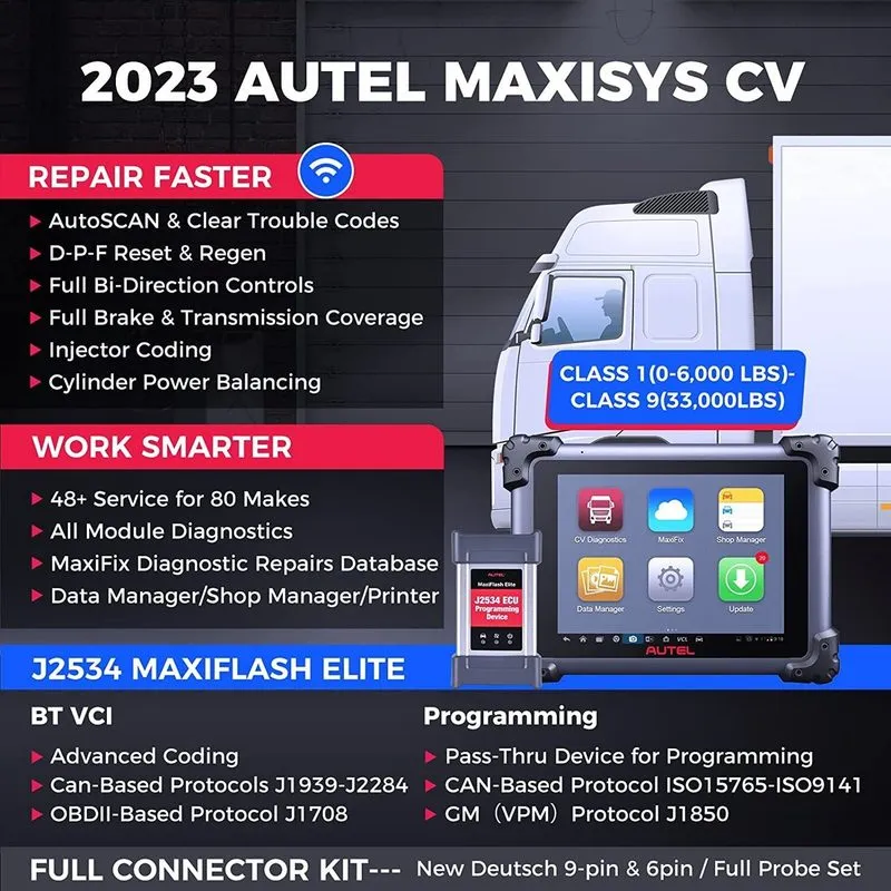 Диагностический сканер 2026 Autel MaxiSys MS908CV II Professional Heavy Duty Sca — фото лота 4