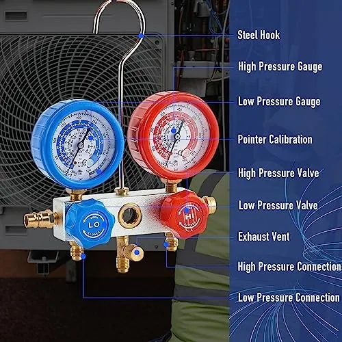 Насос 3.6CFM 1/4HP AC Vacuum Pump and Gauge Set, HVAC Vacuum Pump Kit & 3Way — фото лота 2