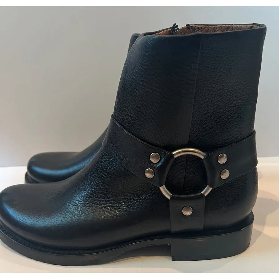 Жгут проводов Frye Harness Black Leather Ankle Biker Boots Women's 9 B FR40081 — фото лота 1