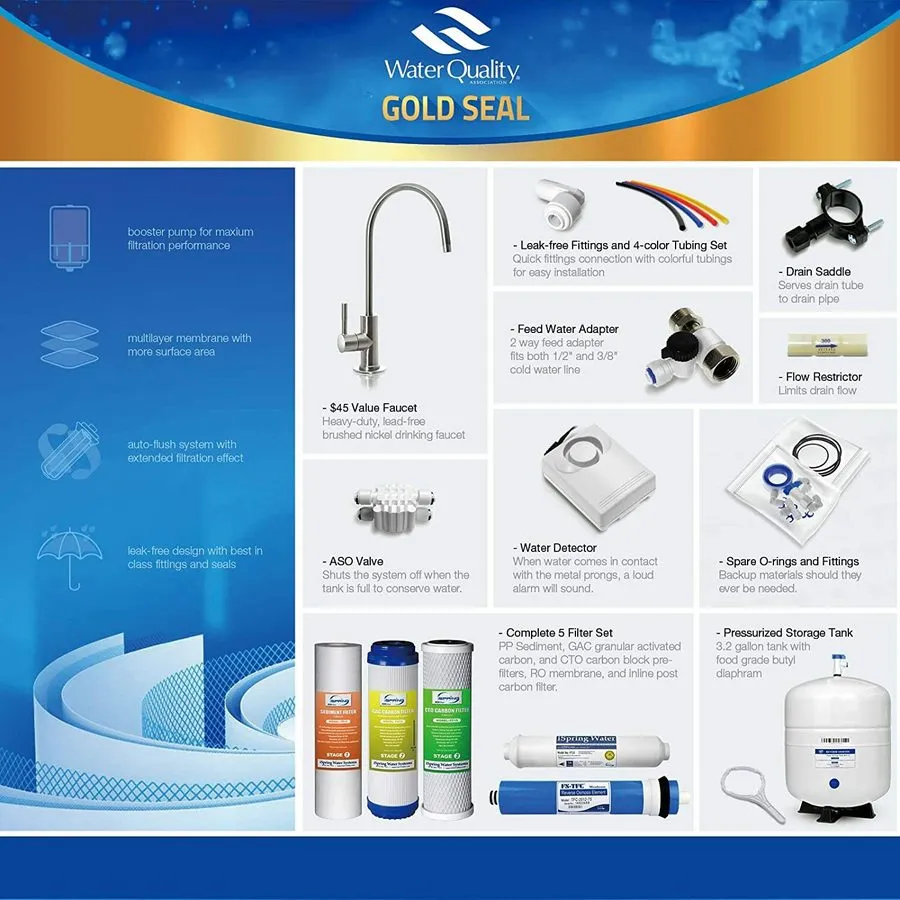 Насос iSpring RCC100P Reverse Osmosis RO Water Filter System 5 Stage 100GPD w/ P — фото лота 1