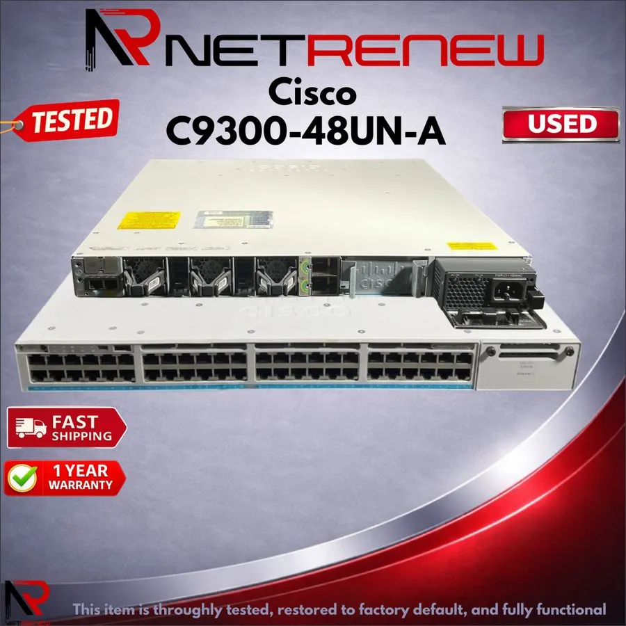 Коммутатор Cisco C9300-48UN-A 48 Port 5Gbps PoE Copper Network Advantage Switch