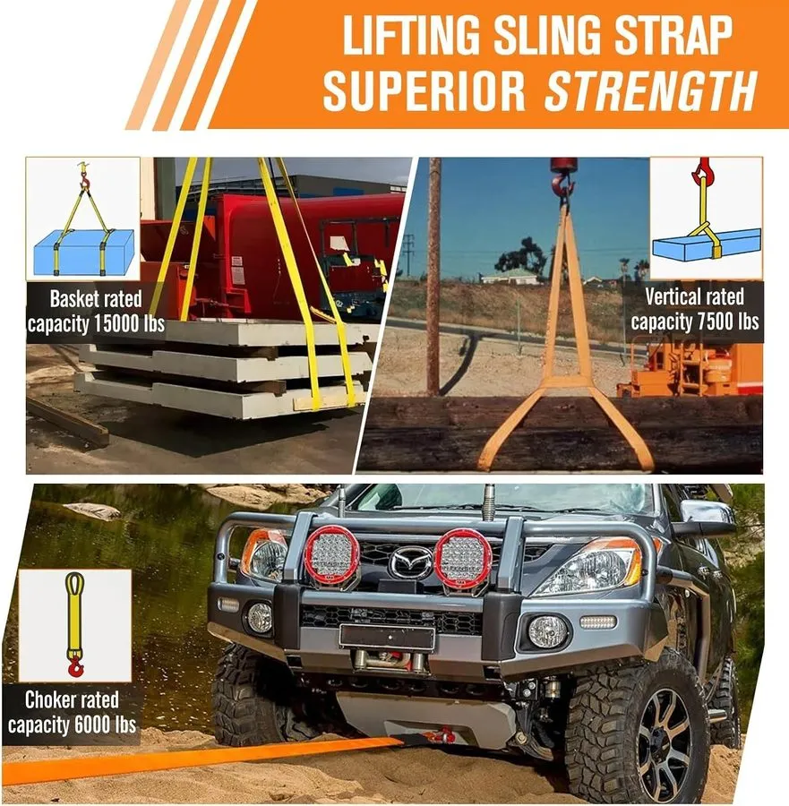 Строп 2" x10FT Heavy Duty Nylon Lifting Sling Strap, 15000lb Capacity Super Stur