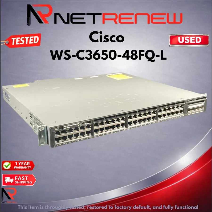 Коммутатор Cisco WS-C3650-48FQ-L 48-Port PoE + 4x 10GB SFP+ w/ AC Power