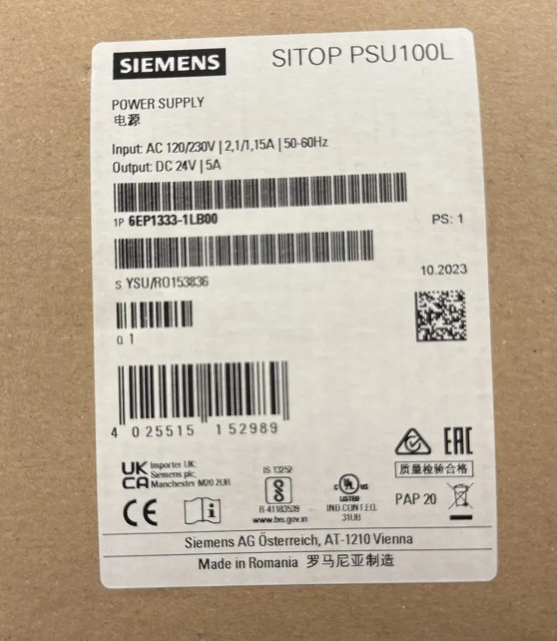 Блок питания Siemens 6EP1334-1LB00 SITOP PSU100L Power Supply DC 24V/10A **PARTS