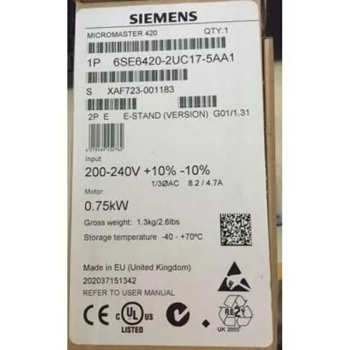 Частотный преобразователь Siemens 6SE6420-2UC17-5AA1 MICROMASTER420 without filt