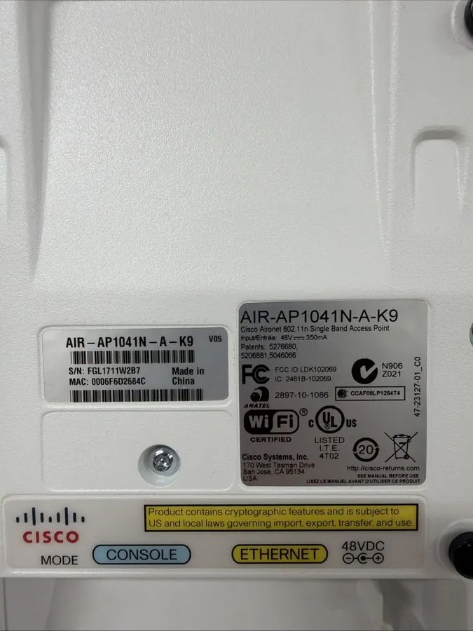 Точка доступа Wi-Fi 11x Cisco AIR-AP1041N-A-K9 802.11n 300Mbps Wireless Access P — фото лота 2