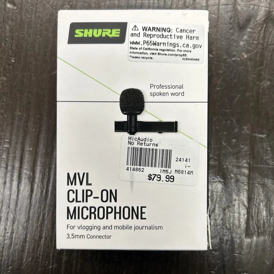 Микрофон Shure MVL-3.5MM Clip-on Microphone Black