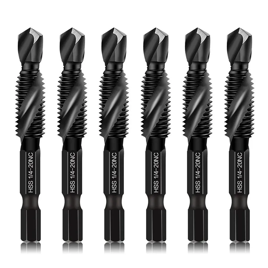 Режущий инструмент 6-Pc 1/4-20NC Combination Drill Tap Bit Set SAE, 1/4" UNC-20 