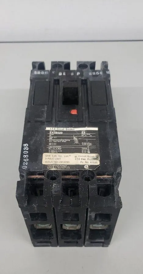 Автоматический выключатель Siemens ITE E43B020 20AMP 480V 3P Molded Case Circuit