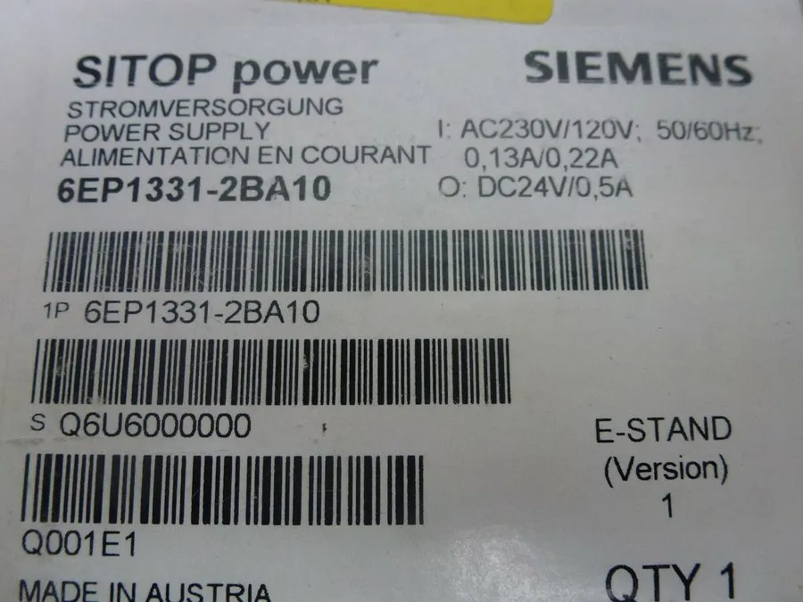 Блок питания Siemens SITOP Power 6EP1331-2BA10 Power Supply 24V DC 0.5A 120-230V