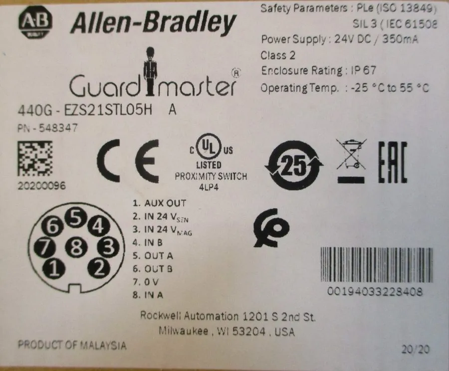 Датчик приближения Allen Bradley 440G-EZS21STL05H Guardmaster Proximity Switch