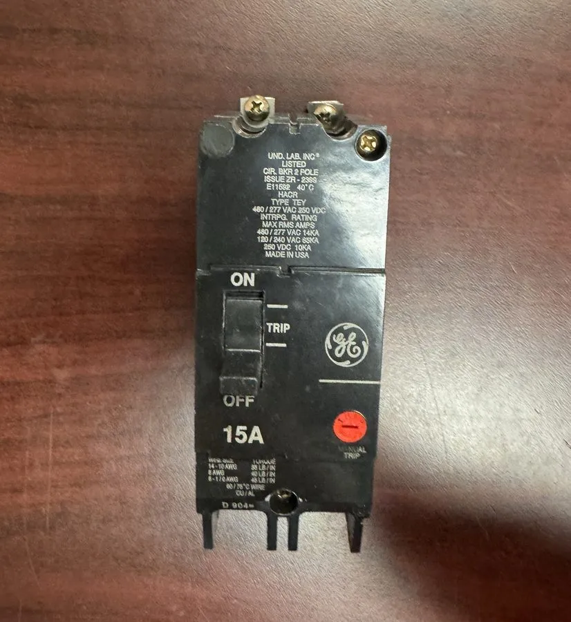 Автоматический выключатель TEY215 GE TEY 2Pole 15Amp 480Volt Bolt-On Circuit Bre