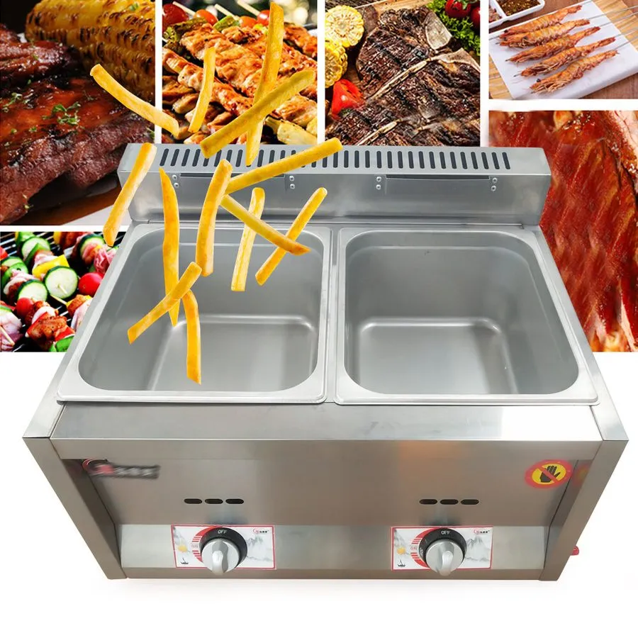 Фритюрница 12L Commercial Propane Deep Fryer Countertop Gas Fryer & 2Baskets LPG — фото лота 1