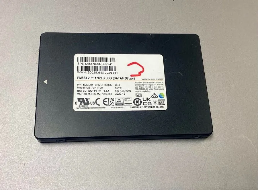 SSD-накопитель 2x Samsung PM883 1.92TB 2.5” SATA SSD Enterprise Datacenter MZ7LH