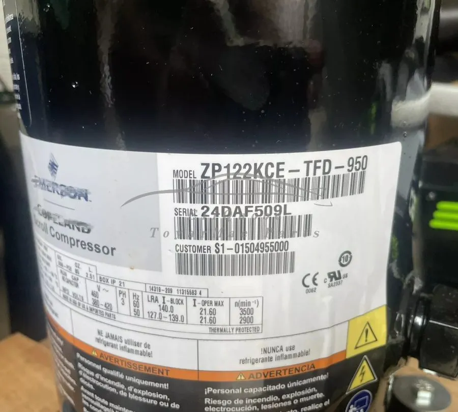 Компрессор Copeland Scroll Compressor ZP122KCE-TFD-950 — фото лота 1