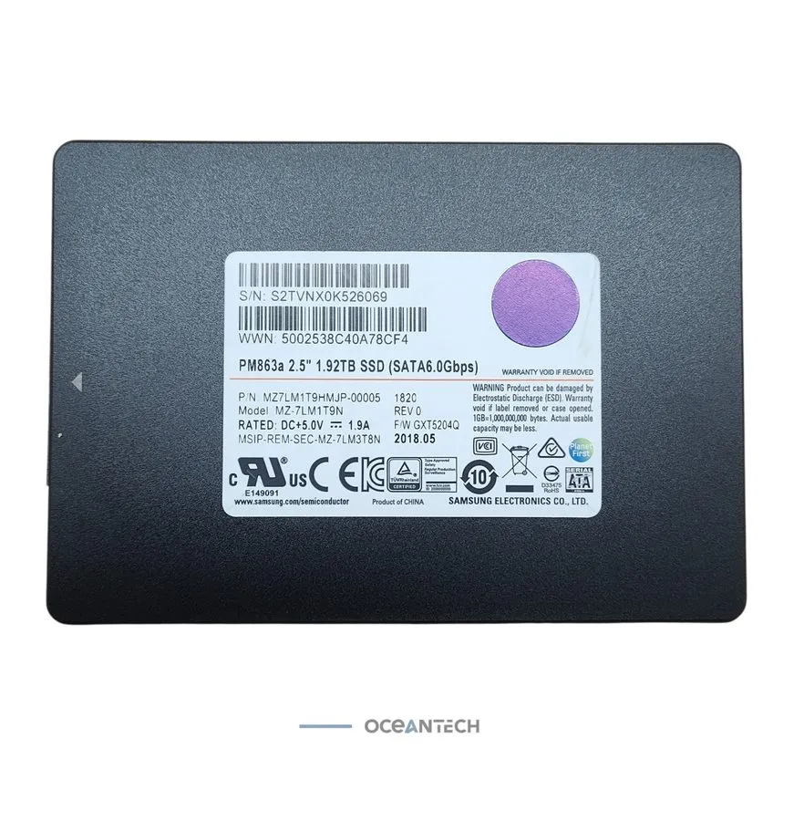 SSD-накопитель Samsung PM863a 2.5"1.92TB SSD SATA 6.0Gpbs Solid State Drive MZ-7