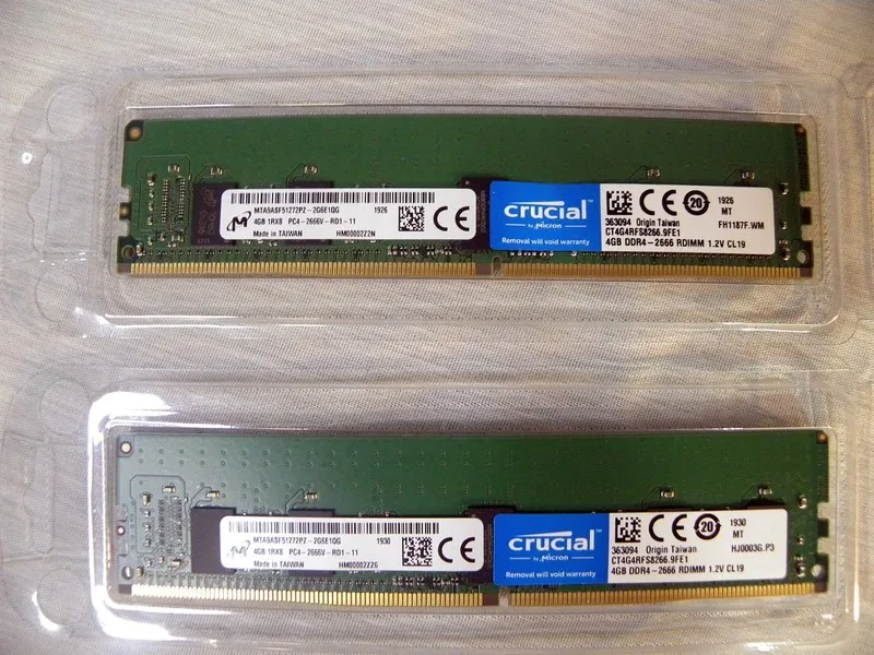 Модуль памяти MICRON 4GB 1Rx8 PC4-2666V-RD1-11 Server RAM MTA9ASF51272PZ
