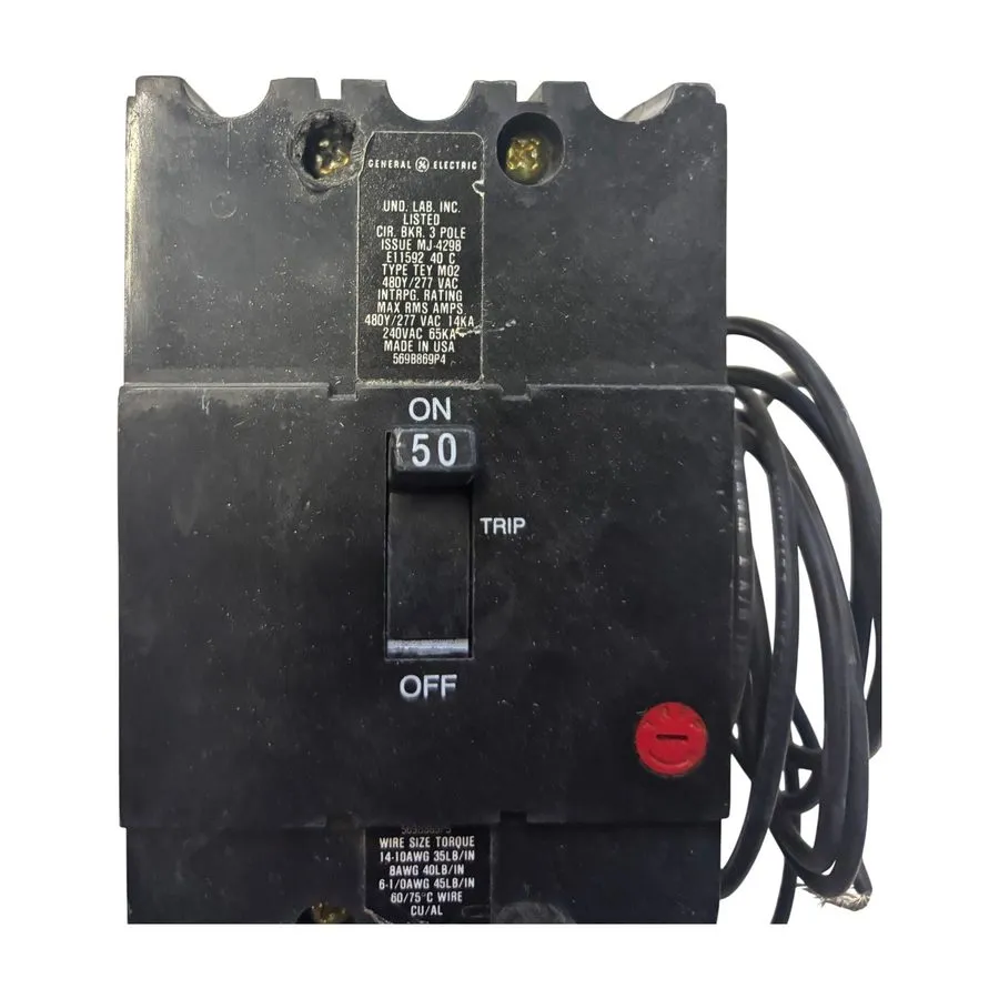 Автоматический выключатель GE TEY350STI 50A 3-Pole 480V Circuit Breaker w/ Shunt — фото лота 1