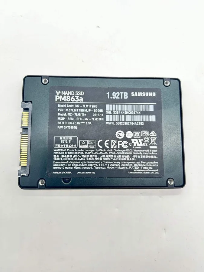 SSD-накопитель Samsung PM863a 2.5"1.92TB SSD SATA 6.0Gpbs Solid State Drive MZ-7