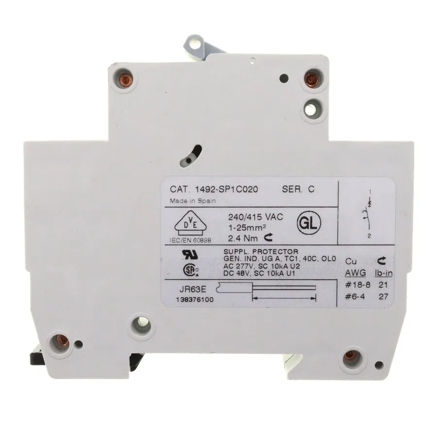 Автоматический выключатель ALLEN-BRADLEY 1492-SP1C020 MINI CIRCUIT BREAKER, 1-PO