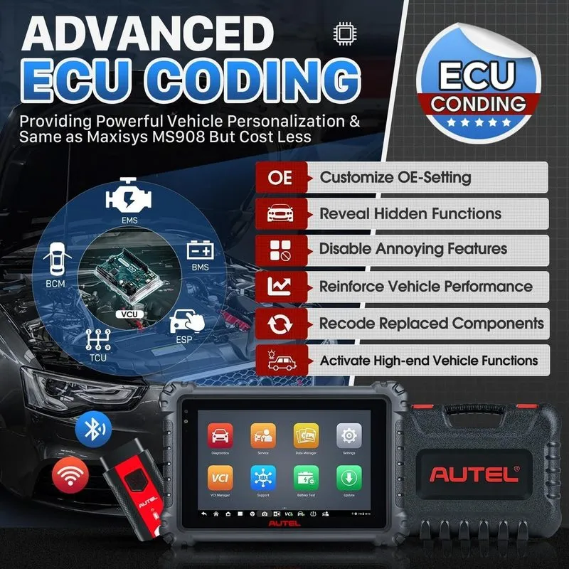Диагностический сканер 2025 Newest Autel MaxiSys MS906 Pro C0ding Full System Di — фото лота 4