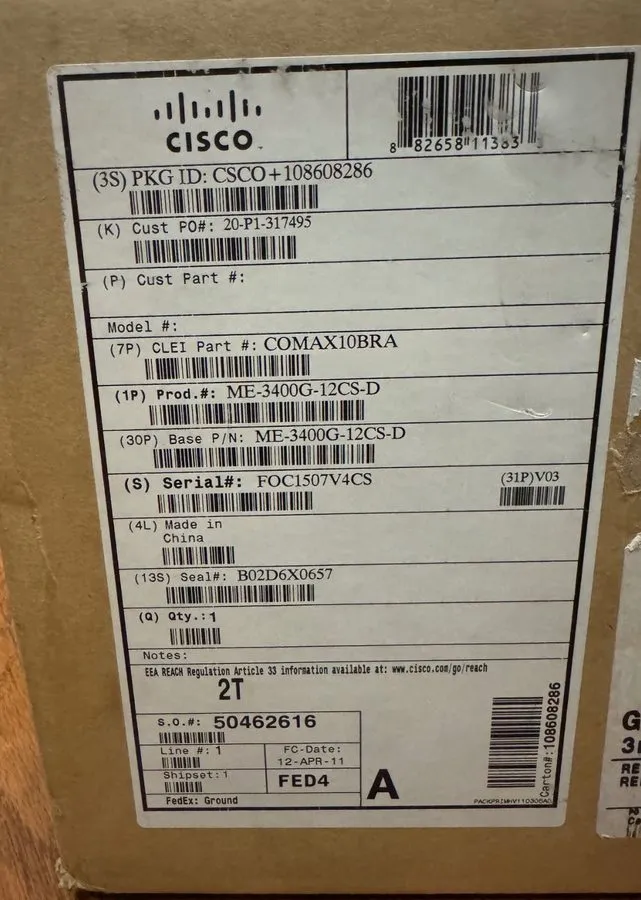 Коммутатор Cisco Industrial series ME-3400G-12CS-D DC Power 12 dual-purpose port