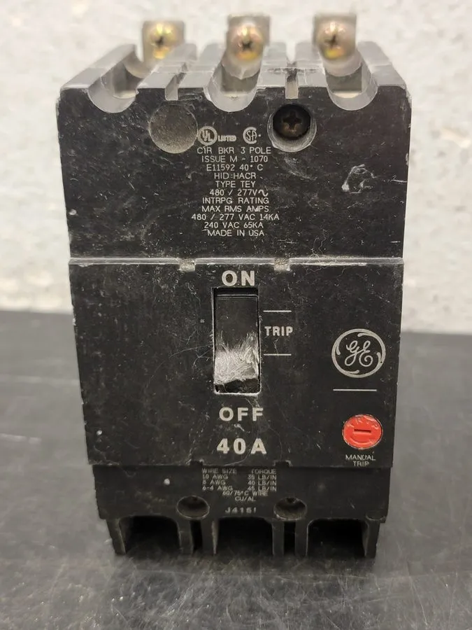 Автоматический выключатель TEYF340 General Electric 40 Amp 480V 3 Pole Thermal M — фото лота 1