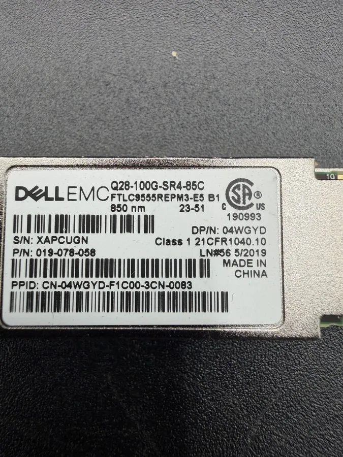 Трансивер Dell EMC 04WGYD Q28-100G-SR4-85C 100G QSFP28 SR4 019-078-058