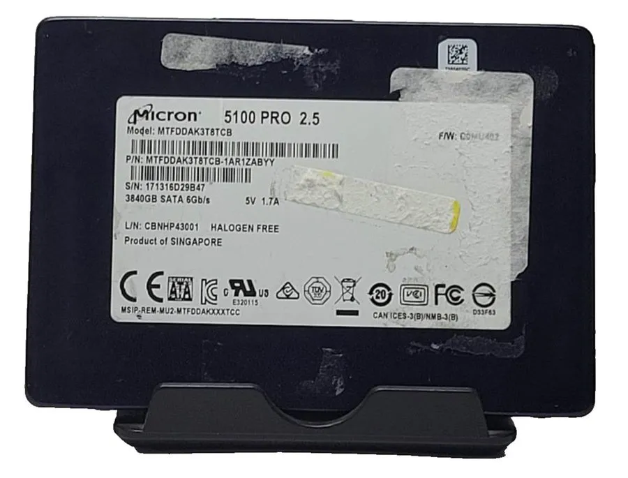 SSD-накопитель Micron 5100 PRO 3.84TB SATA 6Gbps SED 2.5in SSD MTFDDAK3T8TCB Y1J