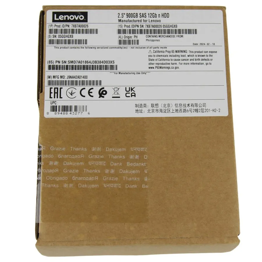 Жёсткий диск LENOVO / IBM 7XB7A00026 00YK015 900GB 2.5" 10K 12G SAS HDD Hard Dri