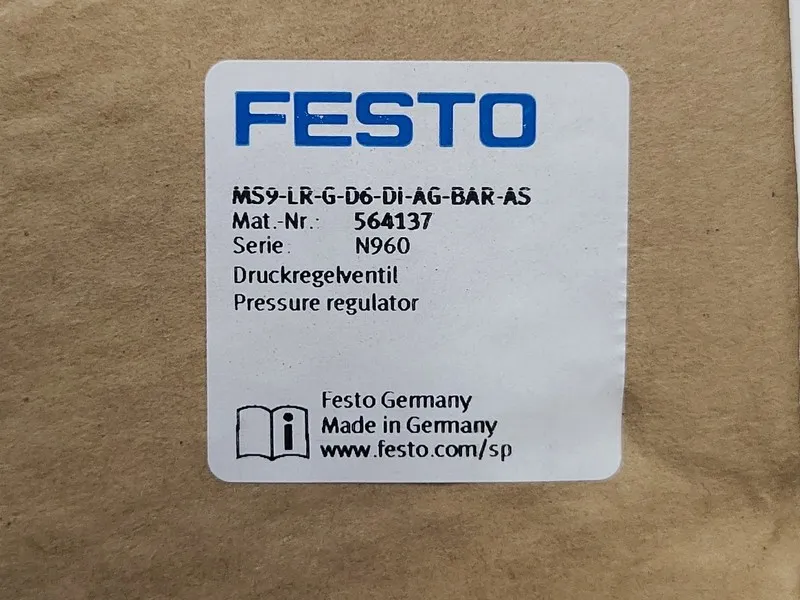 Трубопроводная арматура FESTO MS9-LR-G-D6-DI-AG-BAR-AS Pressure Regulator p1-300 — фото лота 2