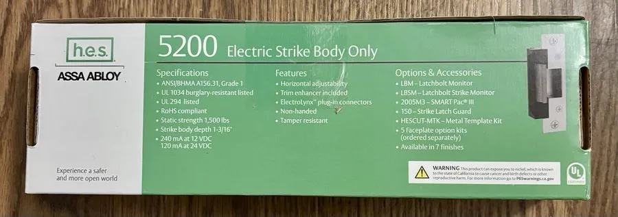 Фотокамера ASSA ABLOY HES 5200-12/24D-630 ELECTRIC STRIKE BODY ONLY