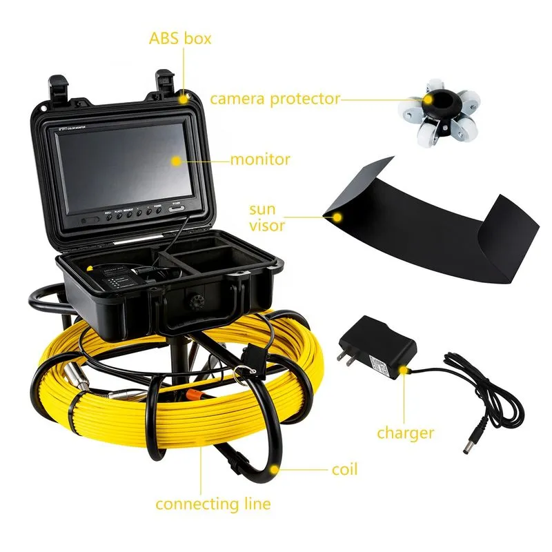 Камера для телеинспекции труб 100-300ft Pipe Inspection Camera HD 1200 TVL Drain
