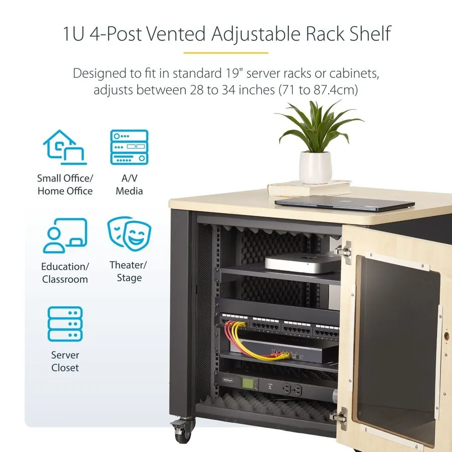 Стойка/шкаф Adjustable 1U 4-Post Vented Rack Shelf, 28-34.4in, 150lb Capacity, H