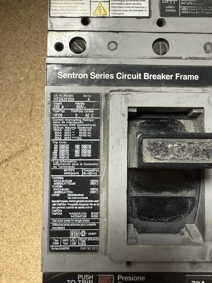 Автоматический выключатель Siemens HFD63F250 Sentron Series Circuit Breaker 250A