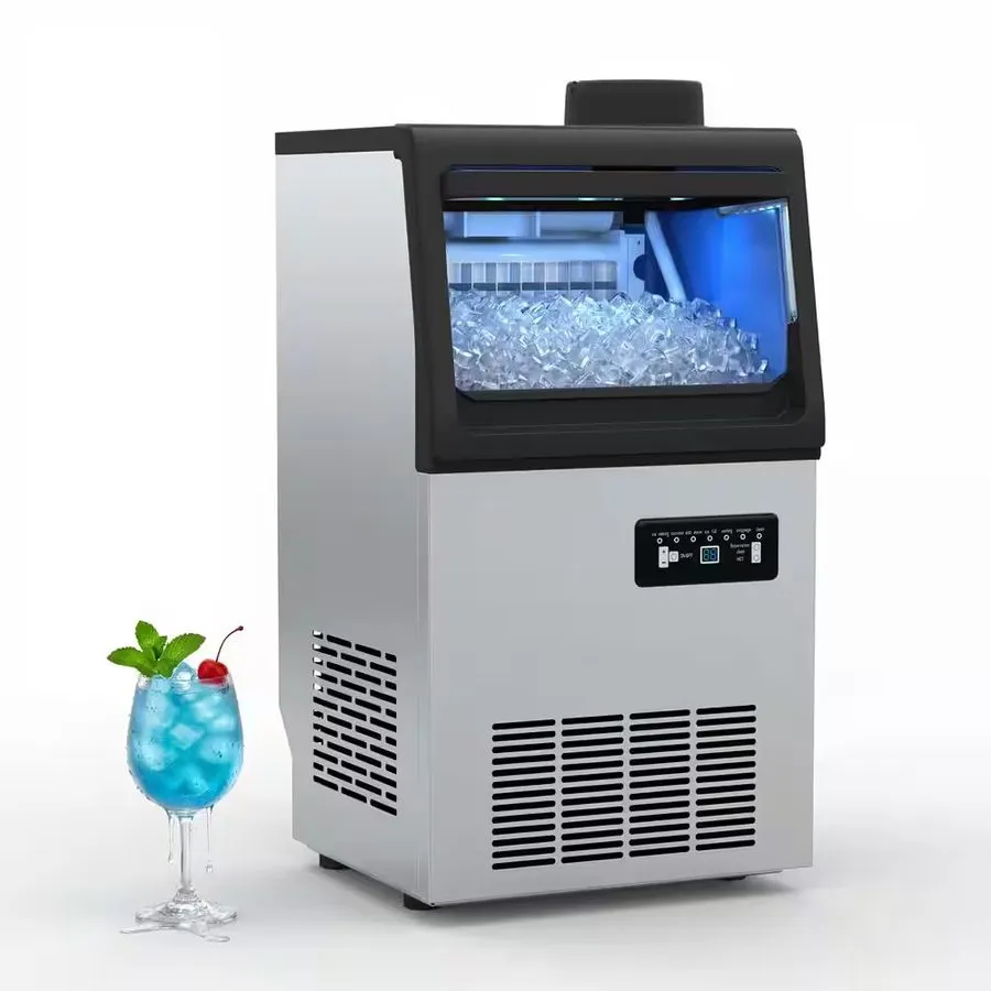 Льдогенератор 13.58 In. Stainless Steel 100 Lb./24 H Freestanding Commercial Ice — фото лота 1