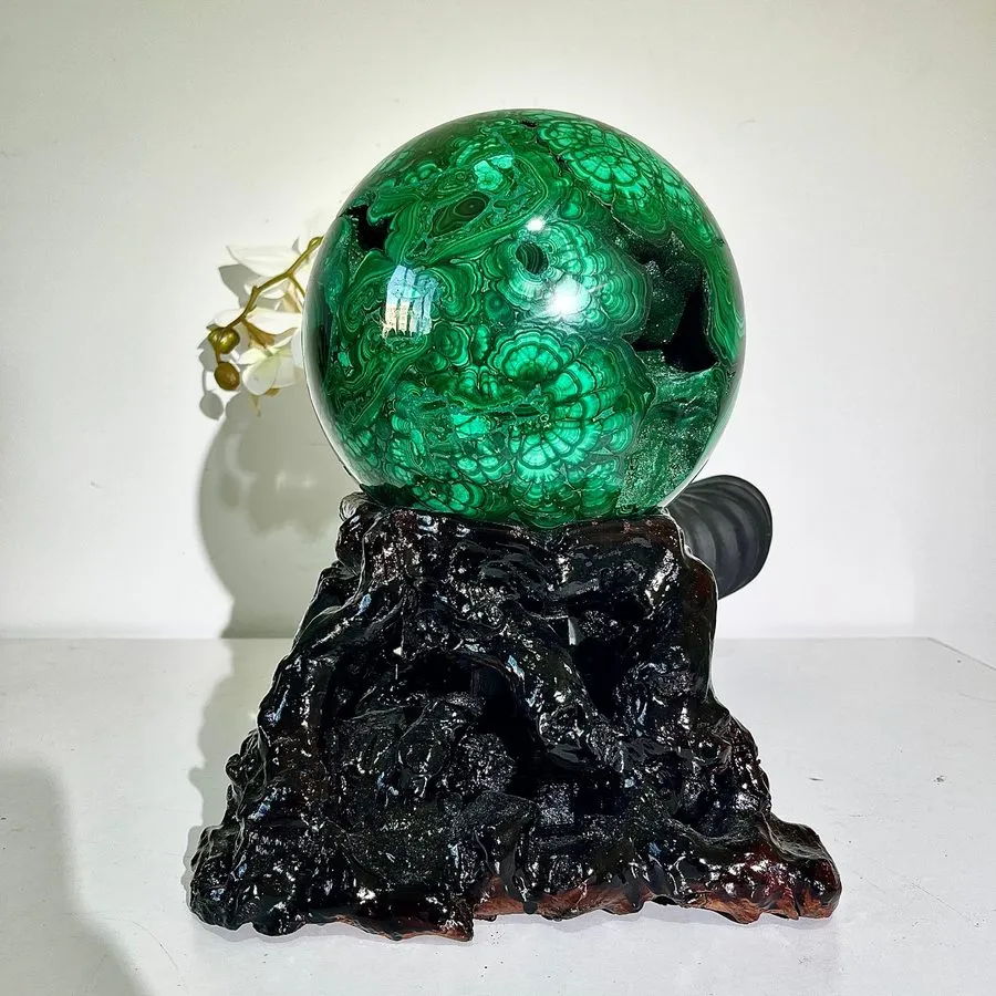 Лабораторный прибор 30.36LB 196mm Natural Malachite glossy cluster sphere minera
