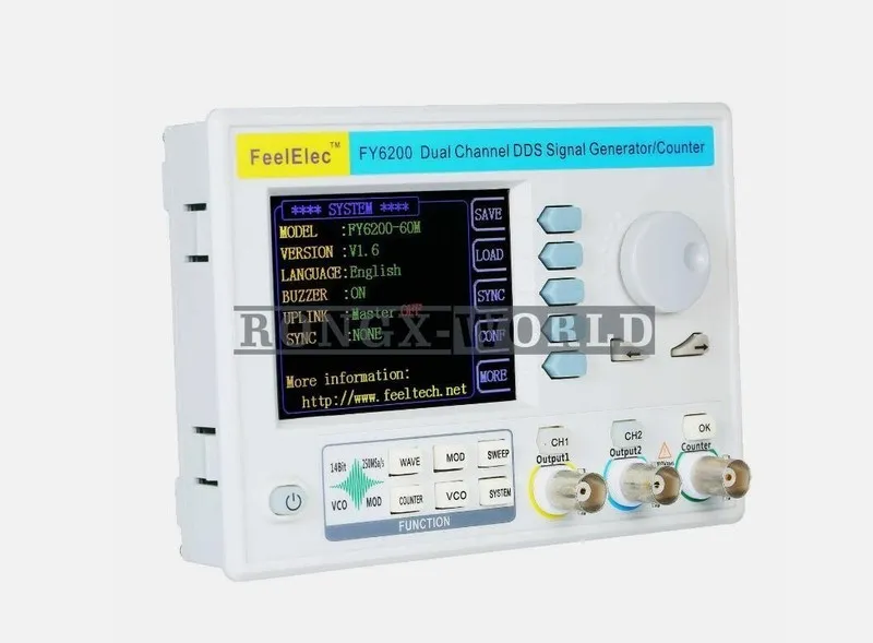 Дисплей FeelElec FY6200 20MHz 3.2" LCD DDS 2CH Signal Source Generator Frequency